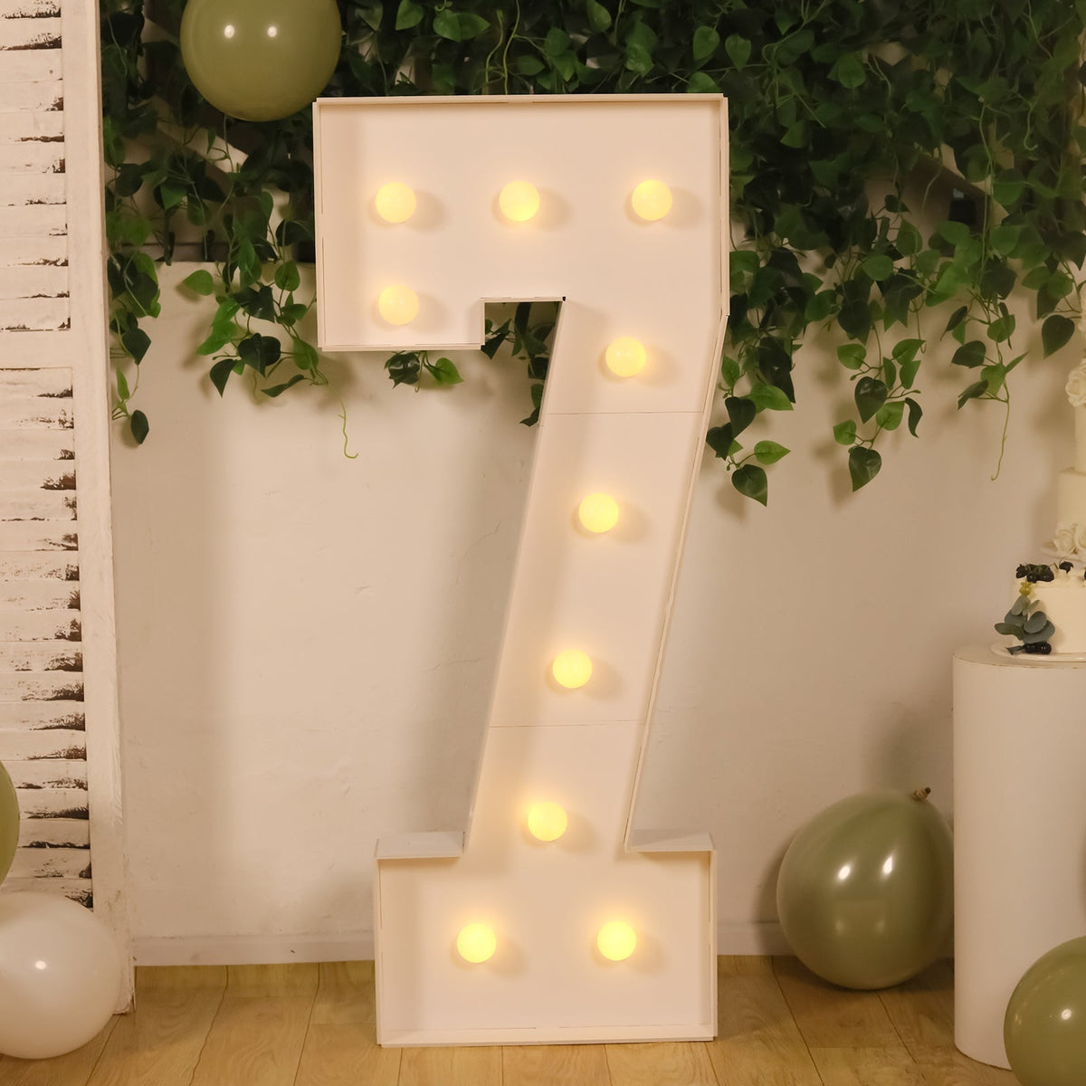 4ft Giant LED Marquee Light Up Number 7 Foam Board White