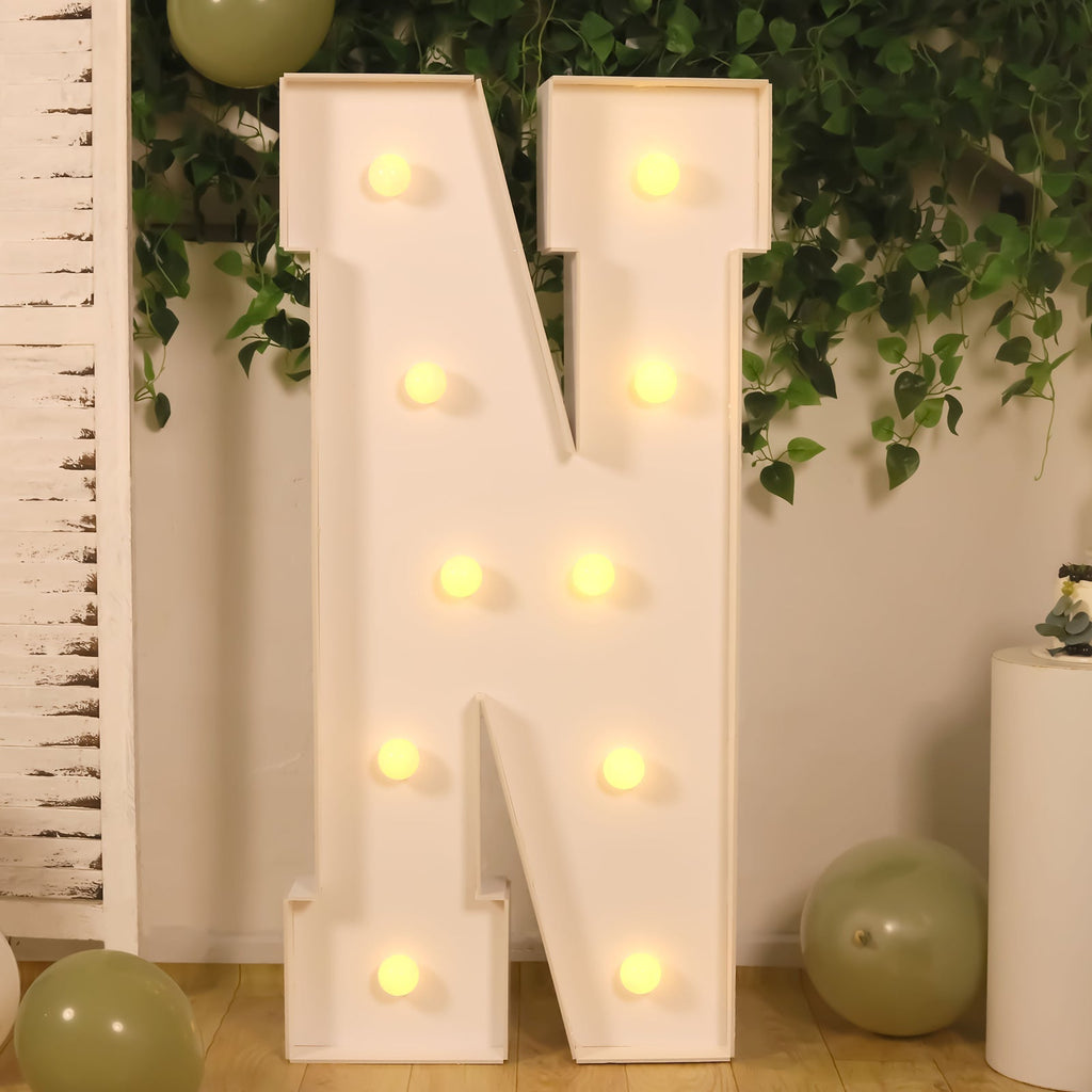 4ft Giant LED Marquee Light up Letter N Foam Board White