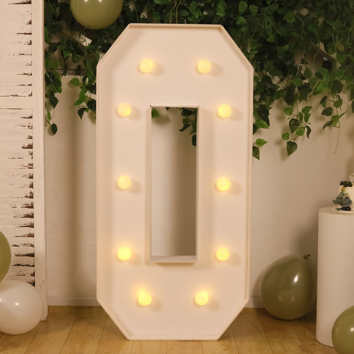 4ft Giant LED Marquee Light Up Number 0 Foam Board White