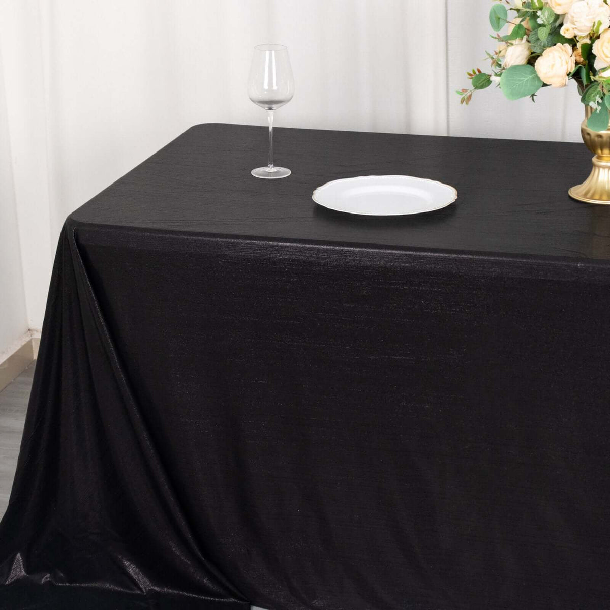 90x132 Inch Rectangular Oblong Sequin Dots Polyester Tablecloth Black