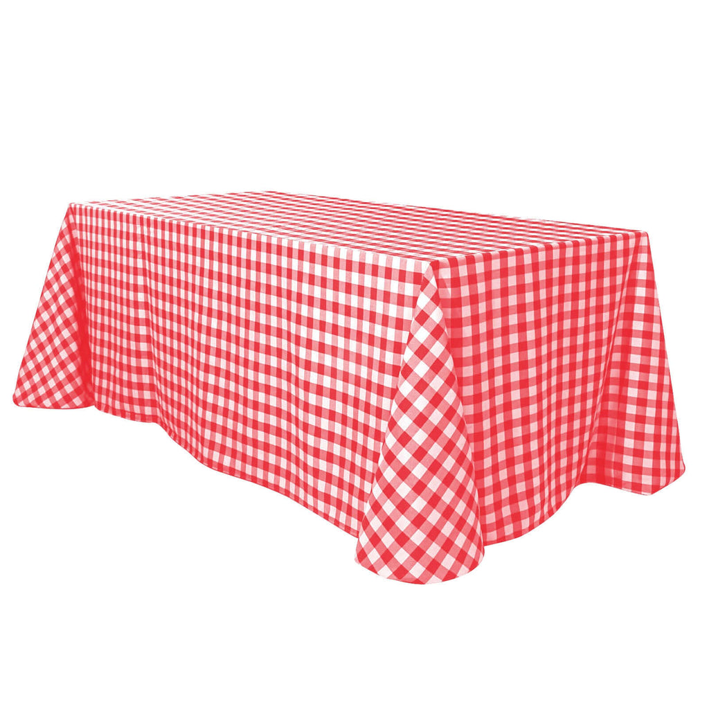 90x132in Rectangular Oblong Polyester Tablecloth White and Red