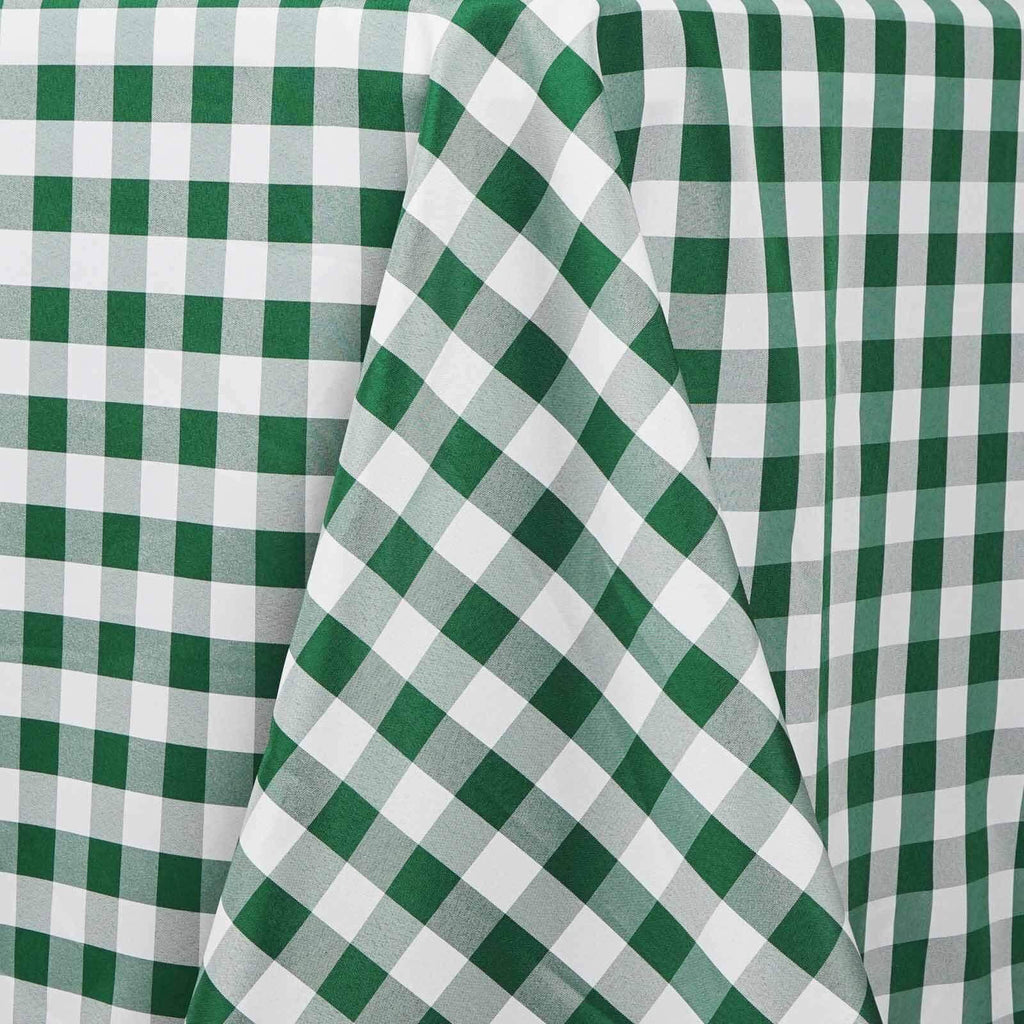Polyester 90x132 Inch Oblong Checkered Tablecloth White Green
