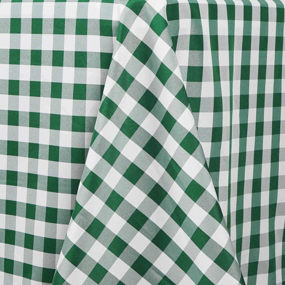 Polyester 90x132 Inch Oblong Checkered Tablecloth White Green