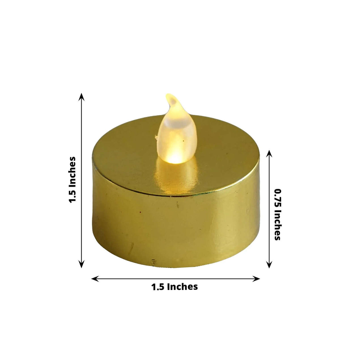 12-Pack 1.5 Inch Metallic Plastic LED Tealight Candles Gold