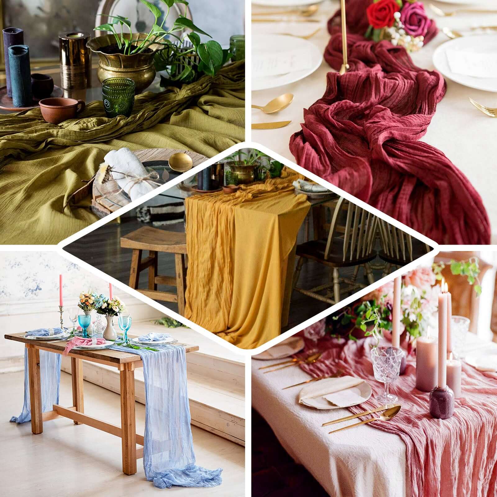Gauze Cheesecloth 10ft Table Runner Dusty Blue Rustic Boho Style