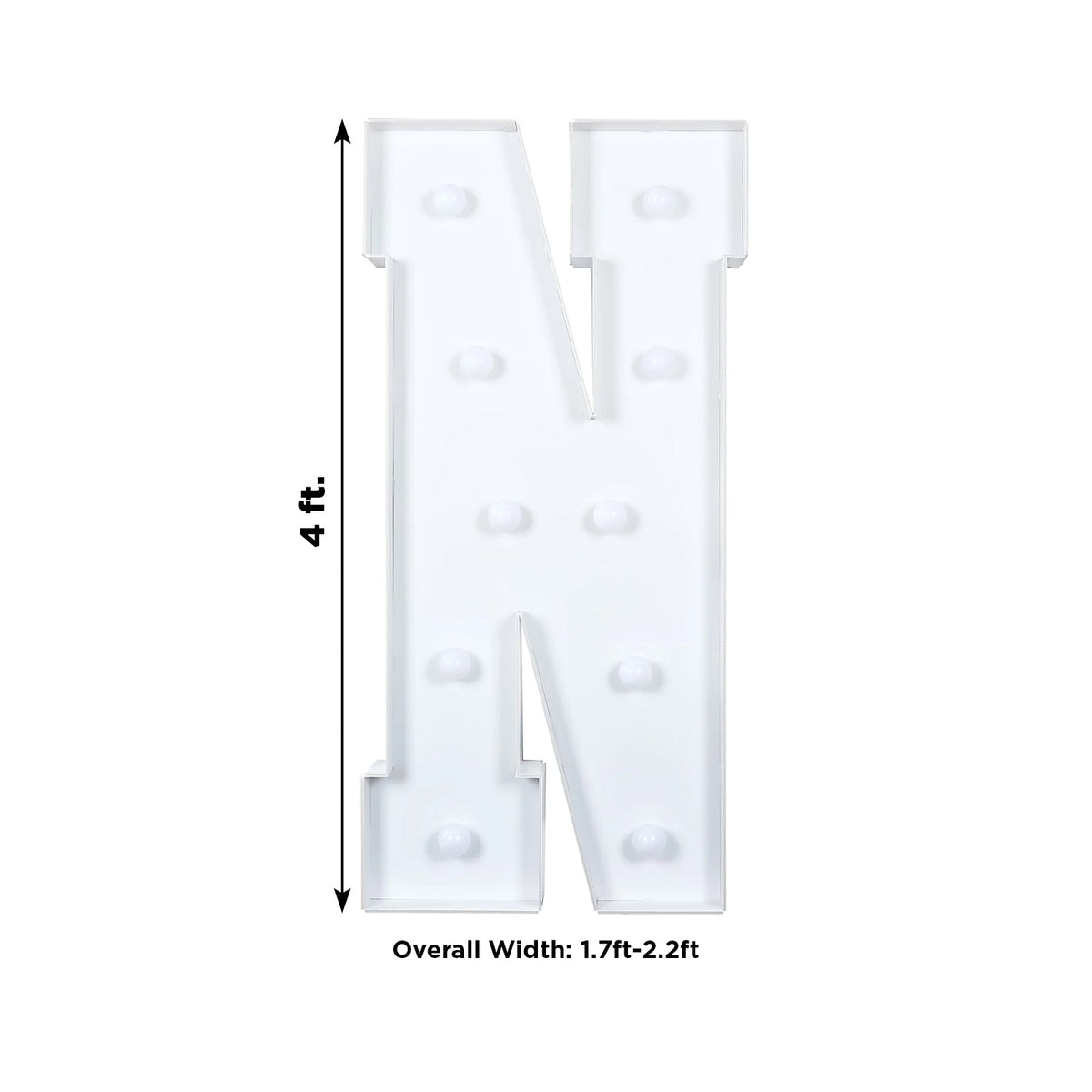 4ft Giant LED Marquee Light up Letter N Foam Board White
