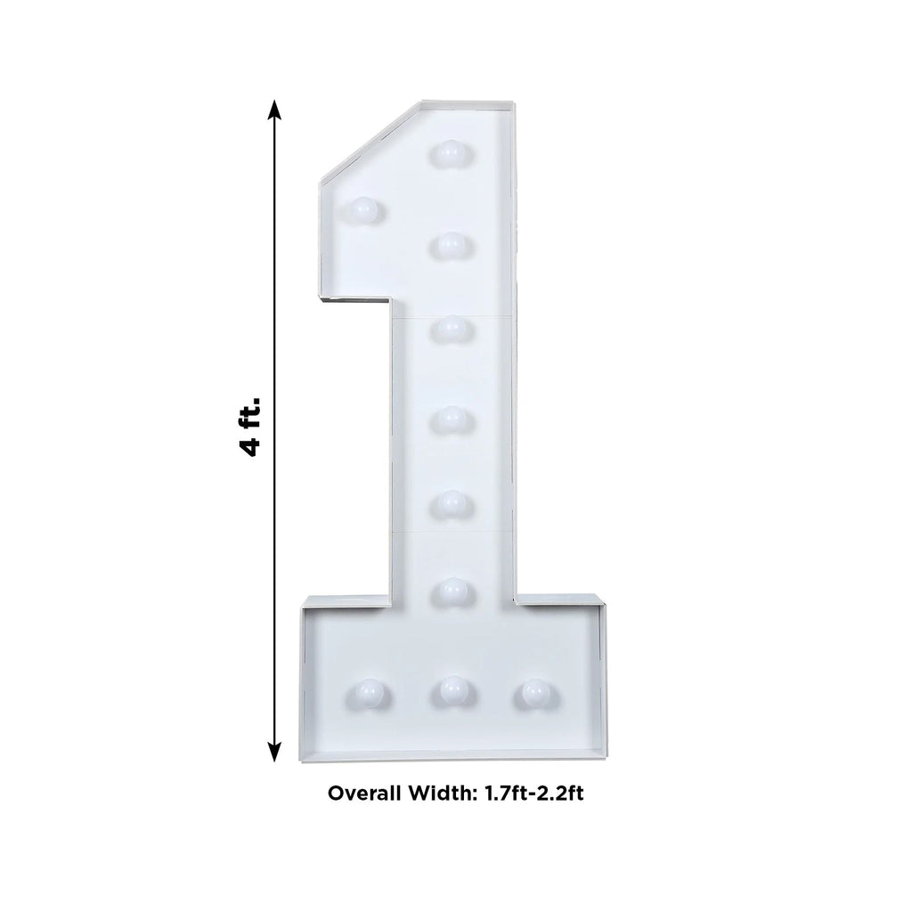 4ft Pre-Cut Foam Board Giant LED Marquee Light Number 1 White
