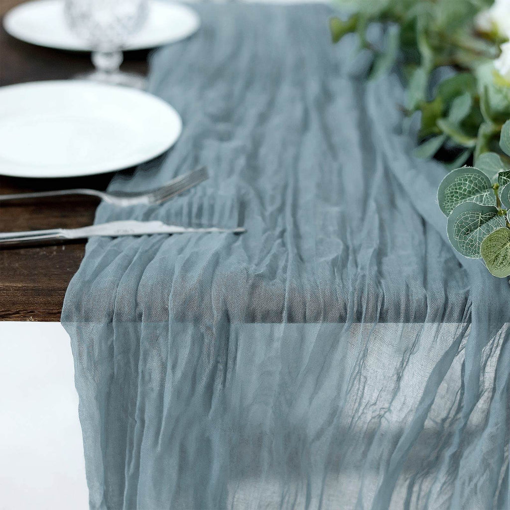 Gauze Cheesecloth 10ft Table Runner Dusty Blue Rustic Boho Style