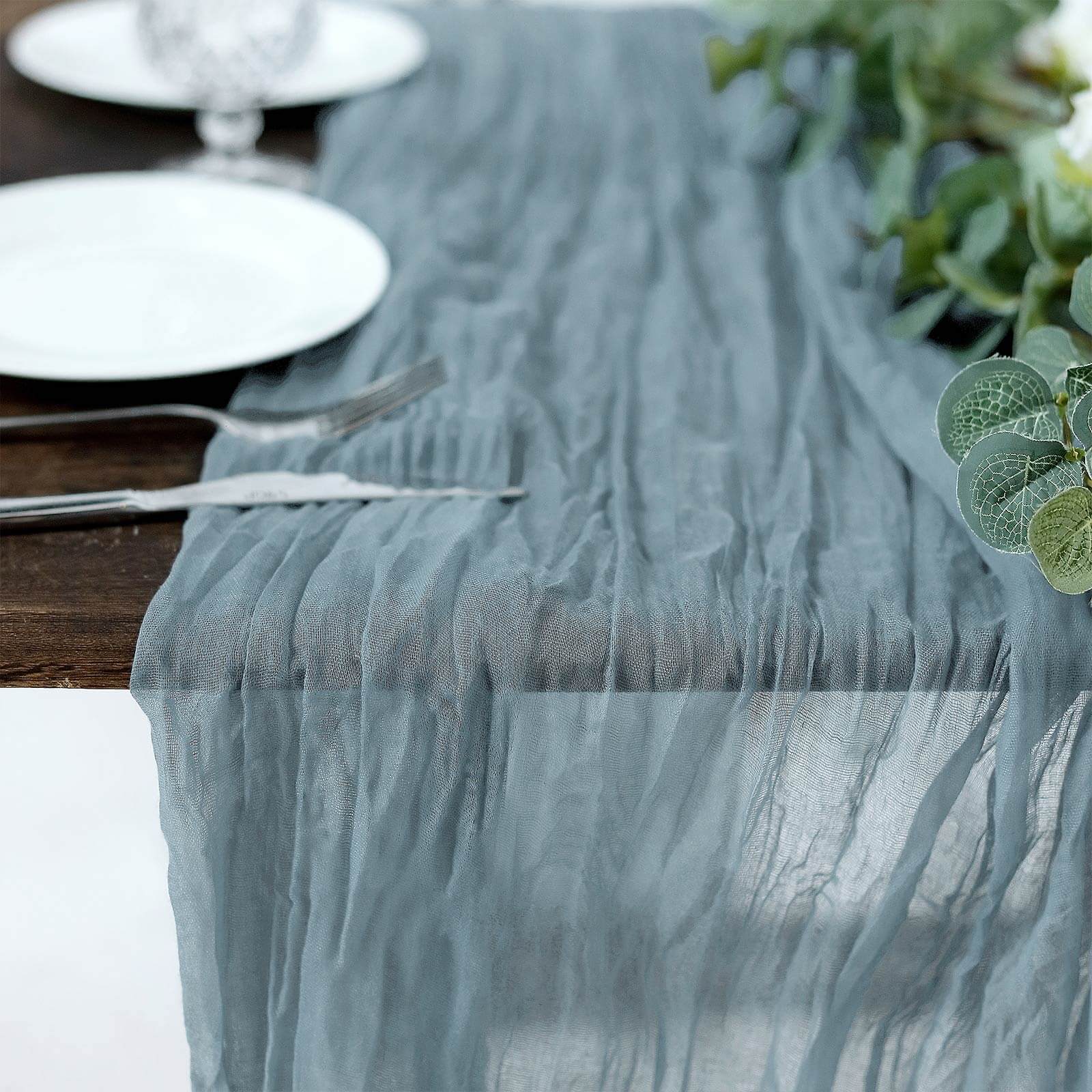 Gauze Cheesecloth 10ft Table Runner Dusty Blue Rustic Boho Style