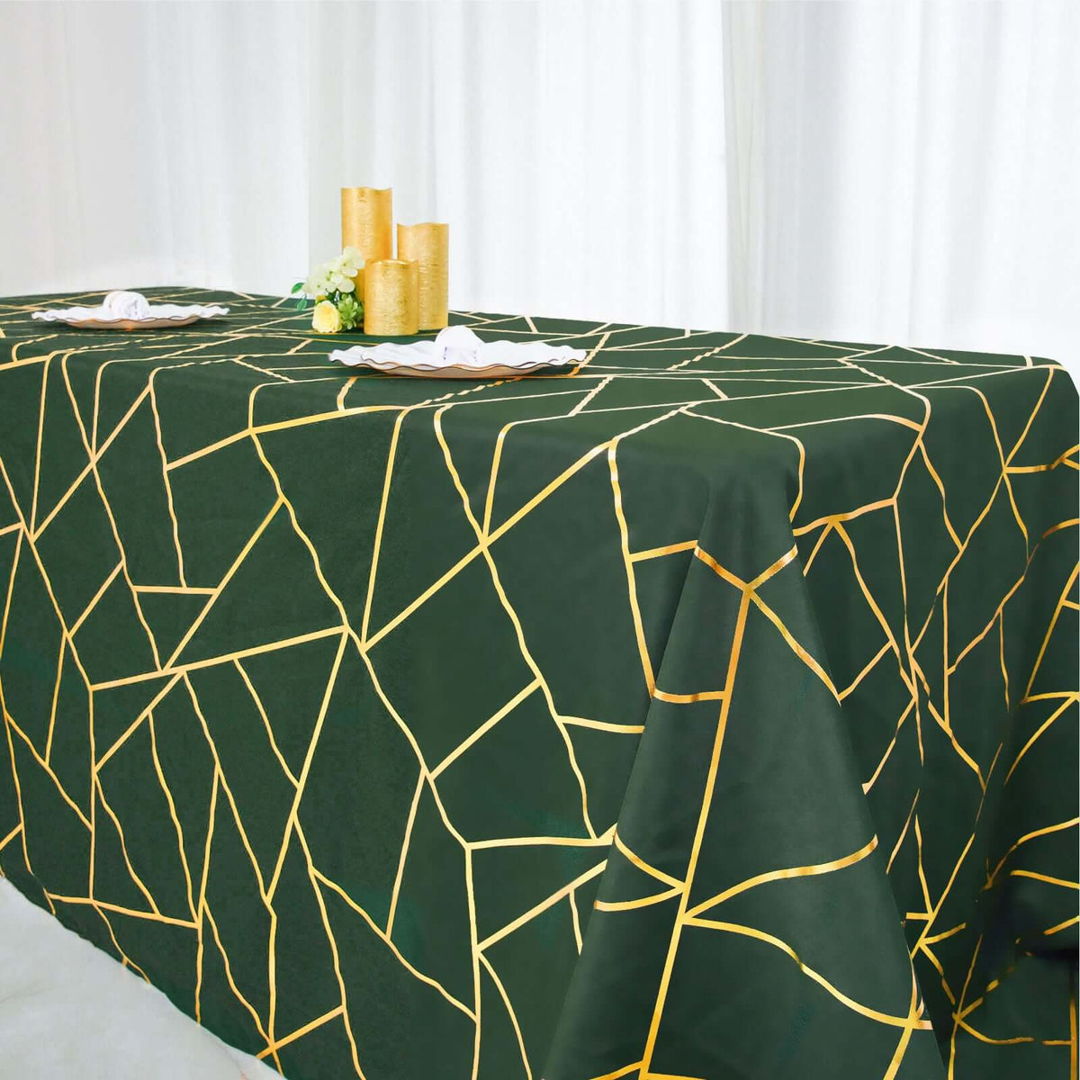 90x132in Rectangular Oblong Polyester Tablecloth Hunter Emerald Green