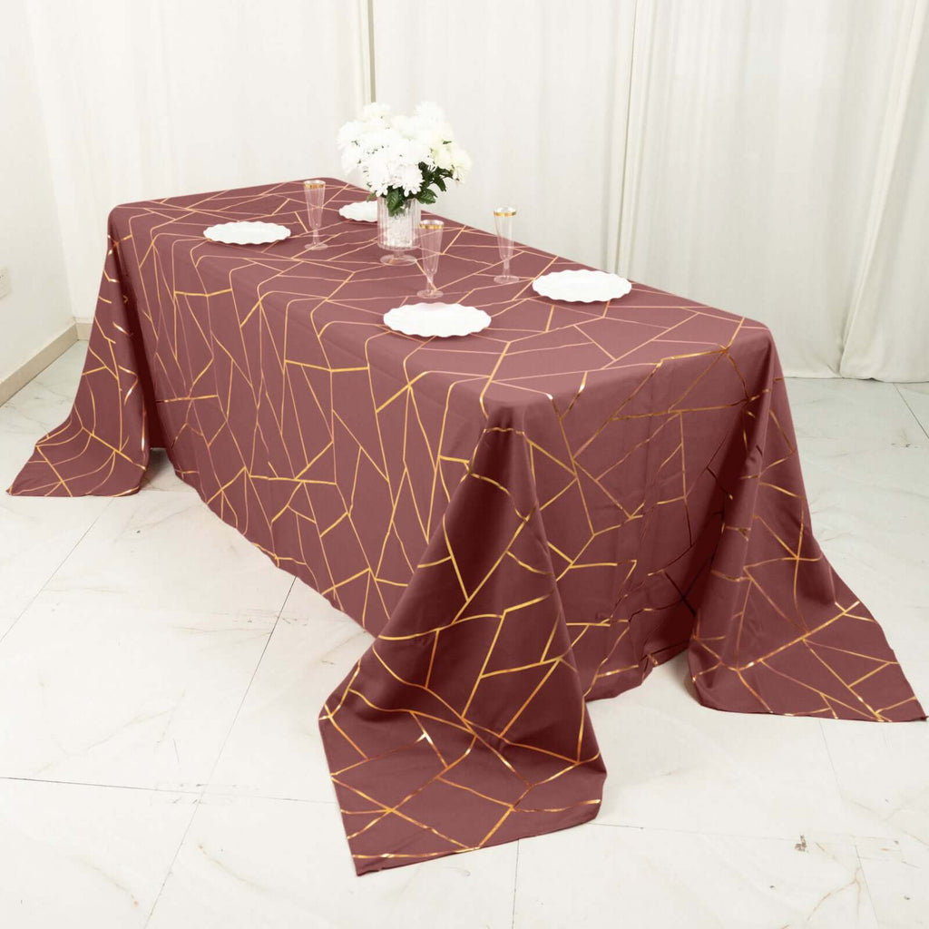 90x132in Rectangular Oblong Polyester Tablecloth Cinnamon Rose