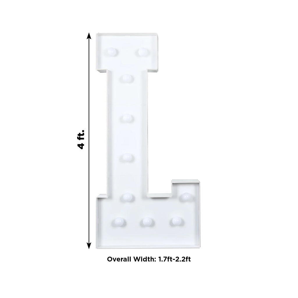4ft Pre-Cut Foam Board Giant LED Marquee Light Letter L White
