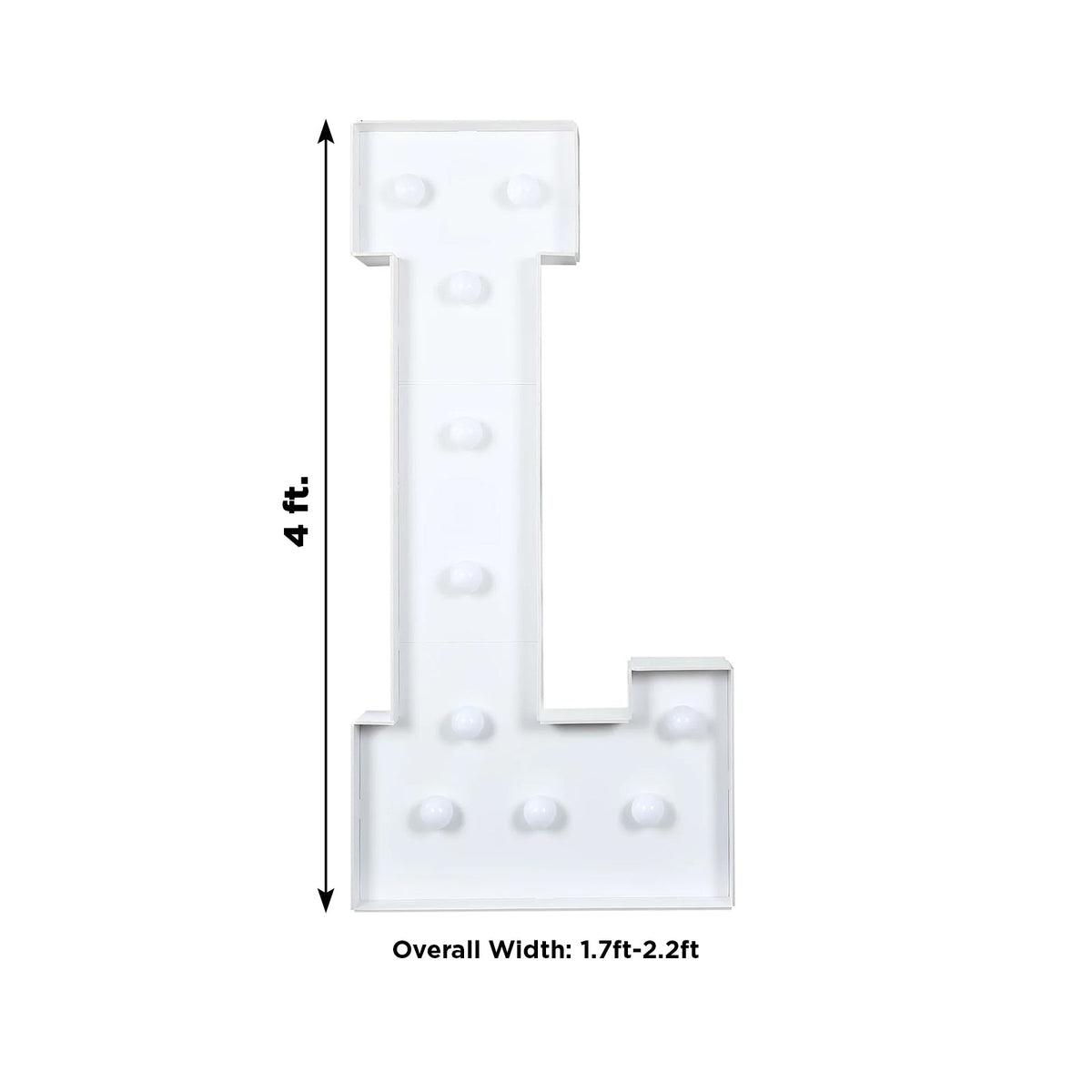 4ft Pre-Cut Foam Board Giant LED Marquee Light Letter L White