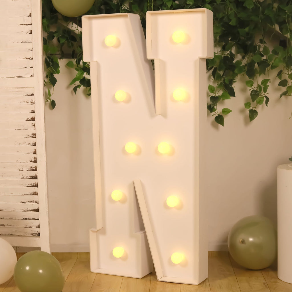 4ft Giant LED Marquee Light up Letter N Foam Board White
