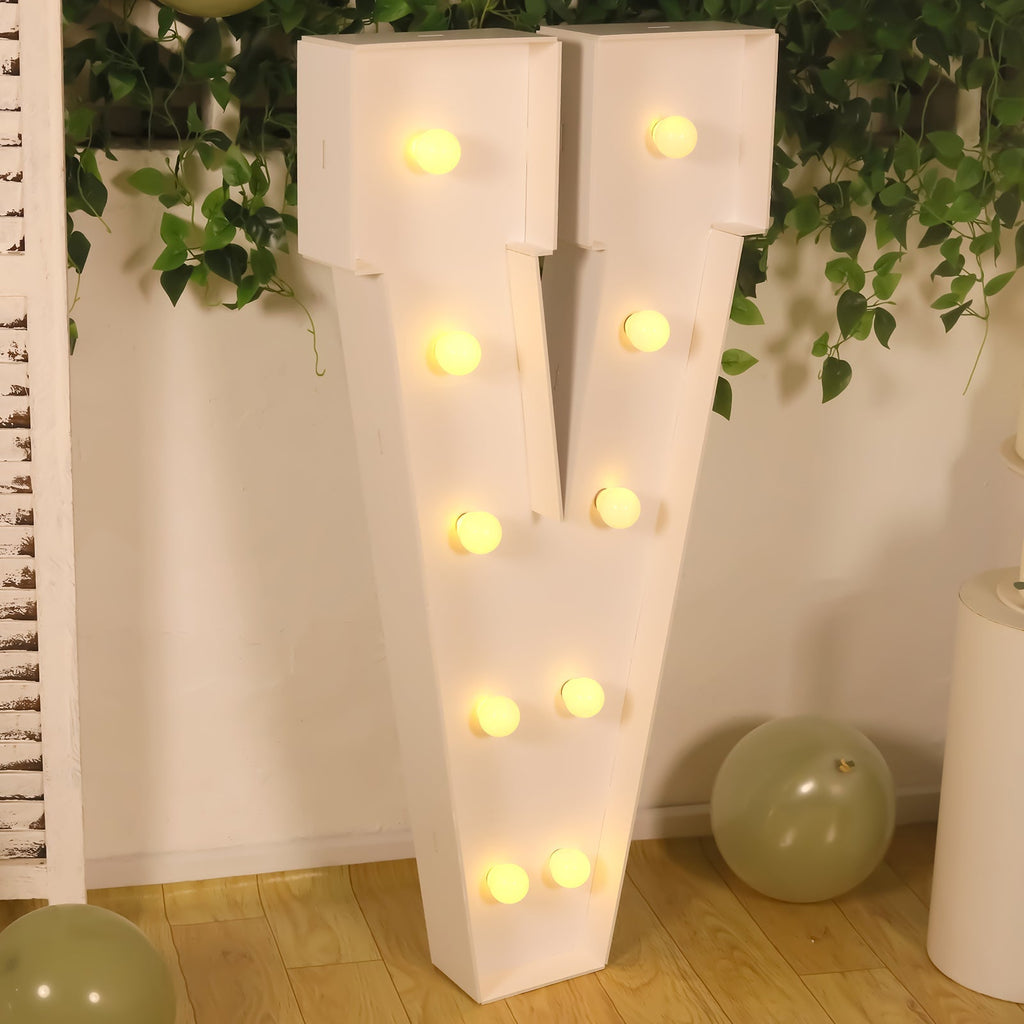 4ft Giant LED Marquee Light up Letter V White