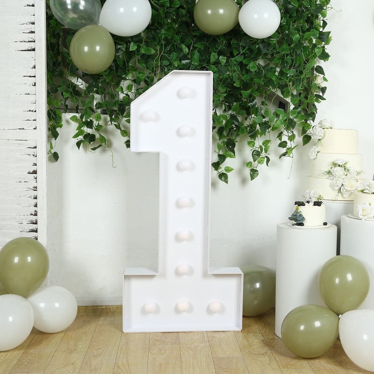4ft Pre-Cut Foam Board Giant LED Marquee Light Number 1 White