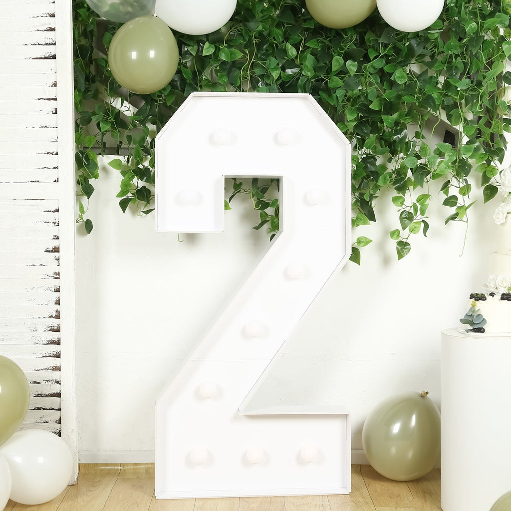 Giant 4ft LED Marquee Light Up Number 2 White Foam Board