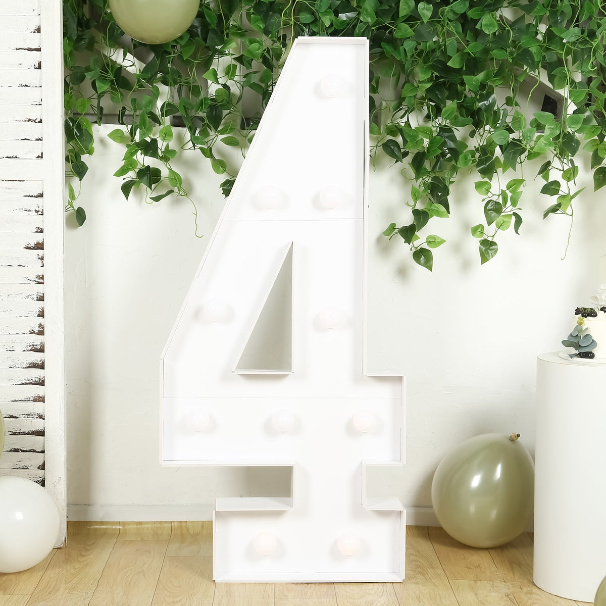 4ft Pre-Cut Foam Board Giant LED Marquee Light Number 4 White