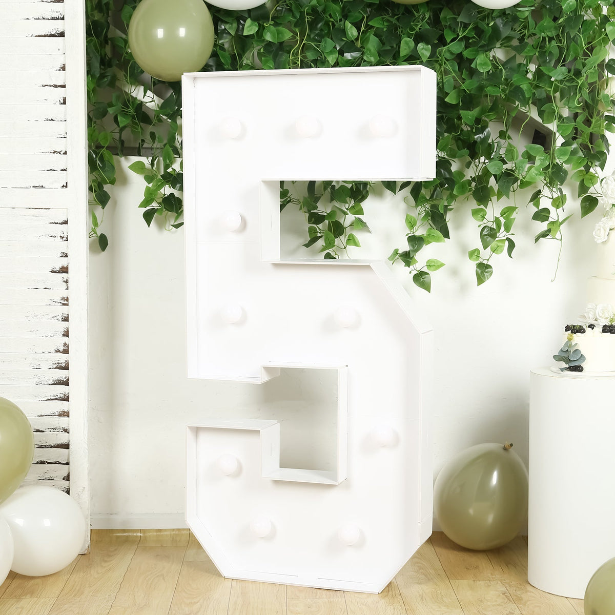 Giant 4ft Marquee Light Up Number 5 White