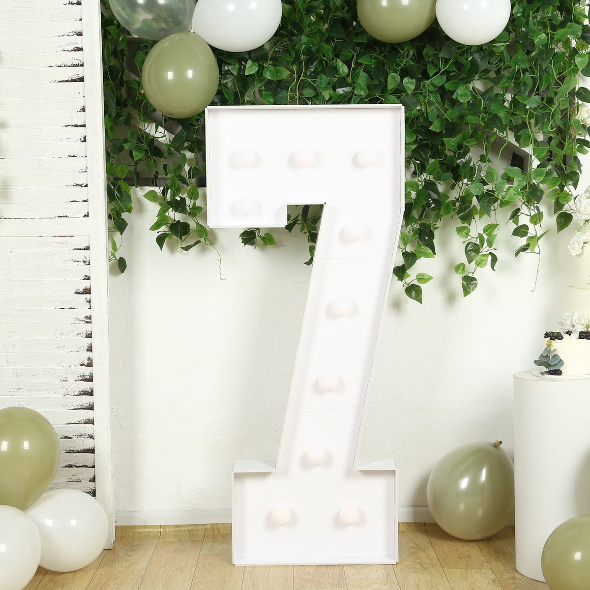 4ft Giant LED Marquee Light Up Number 7 Foam Board White