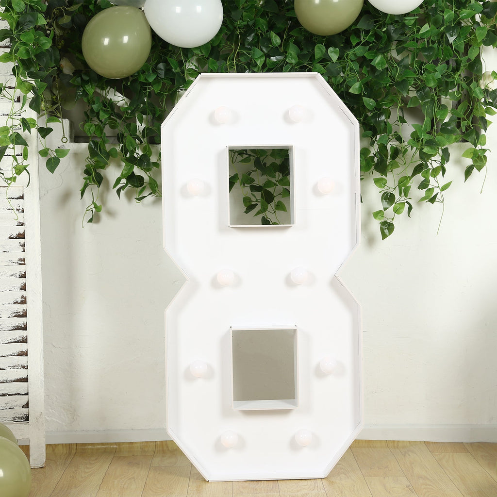 4ft Giant LED Marquee Light up Number 8 Foam Board White