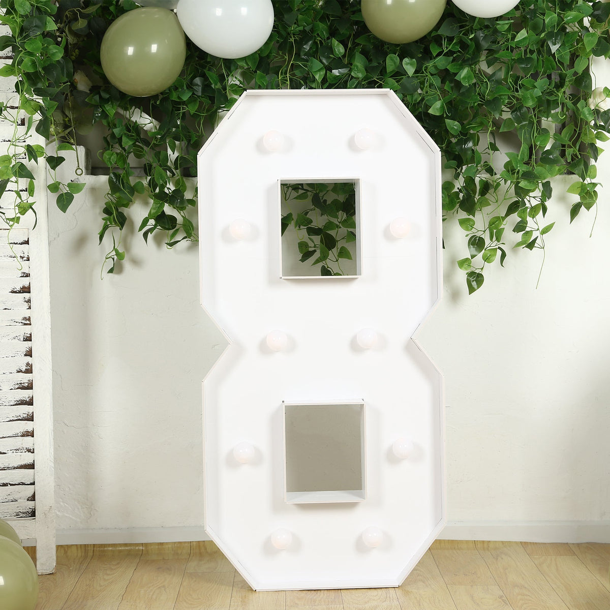 4ft Giant LED Marquee Light up Number 8 Foam Board White