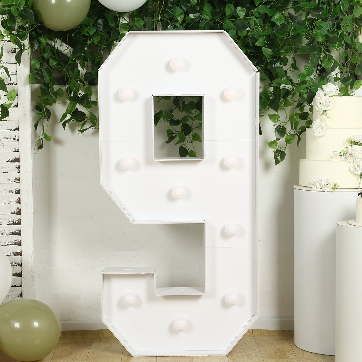 Giant 4ft LED Marquee Light Up Number 9 White Foam Board