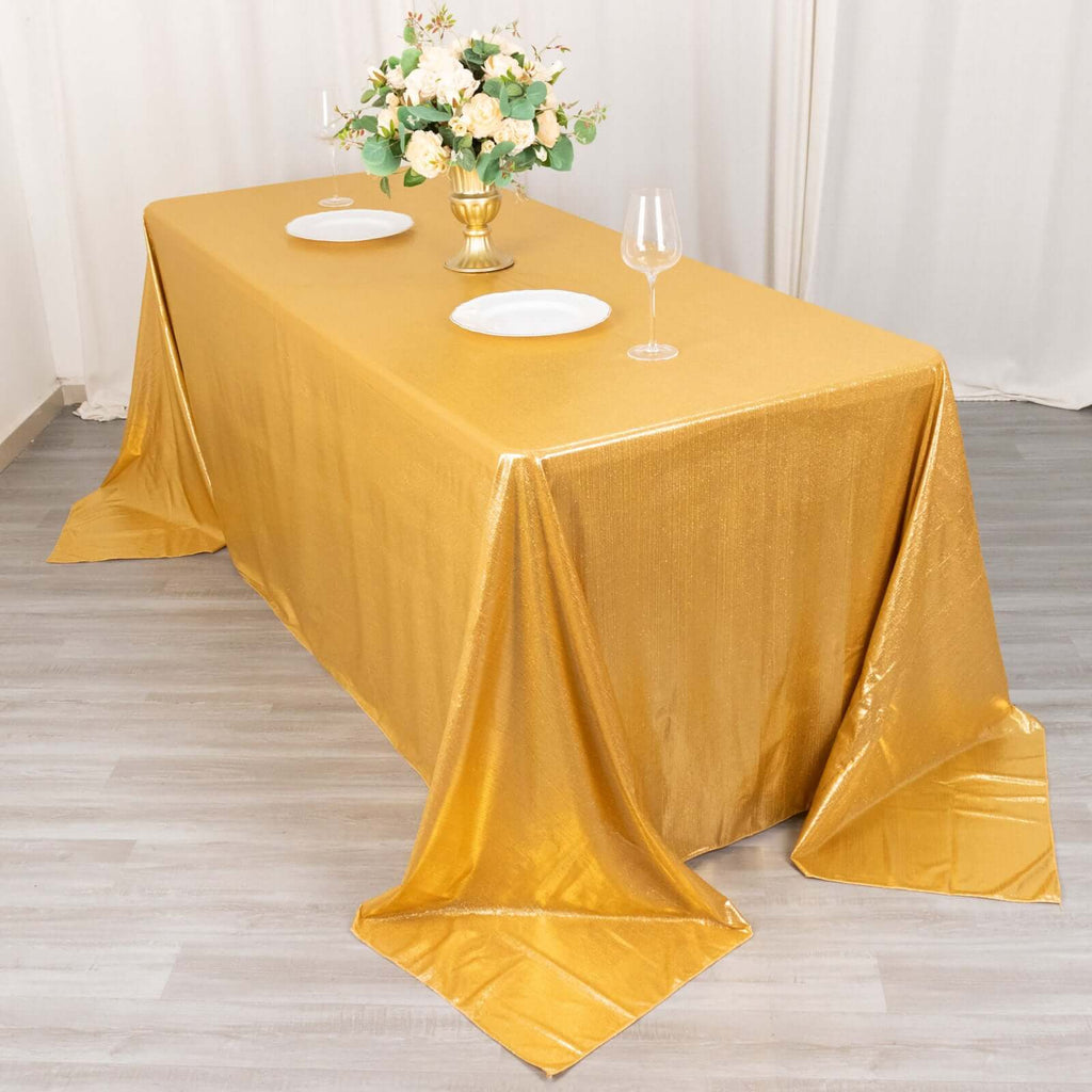 Sequin Dots Polyester 90x132 Inch Rectangle Tablecloth Gold
