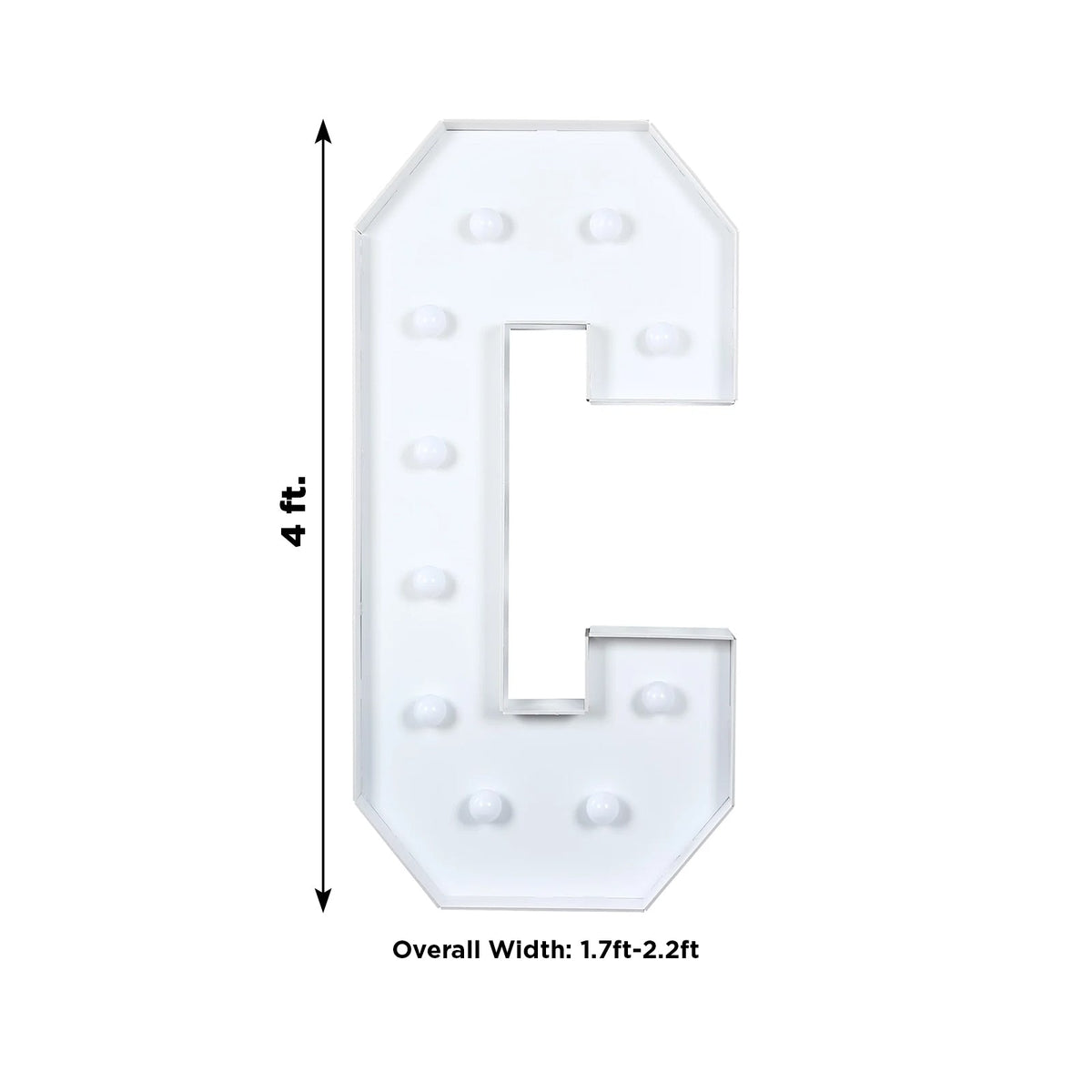 4ft Giant LED Marquee Light Up Letter C White