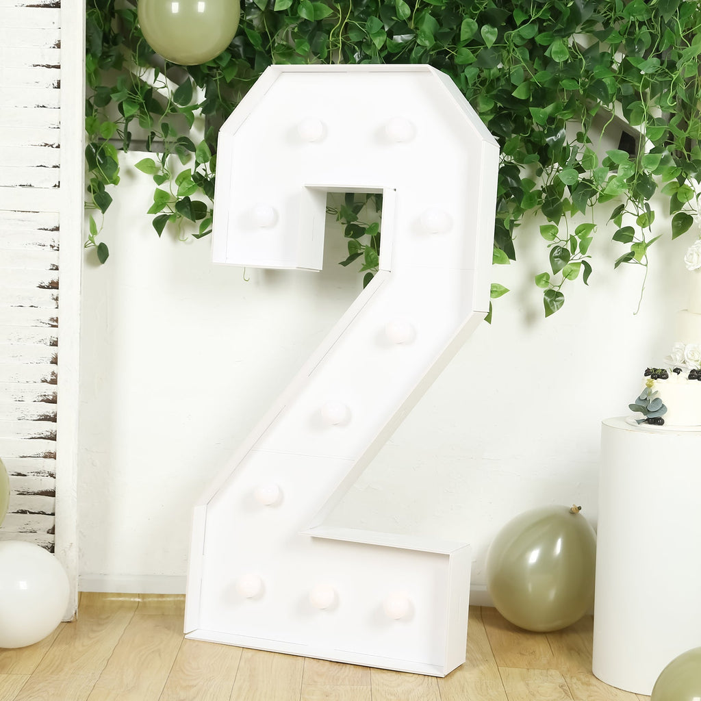 Giant 4ft LED Marquee Light Up Number 2 White Foam Board