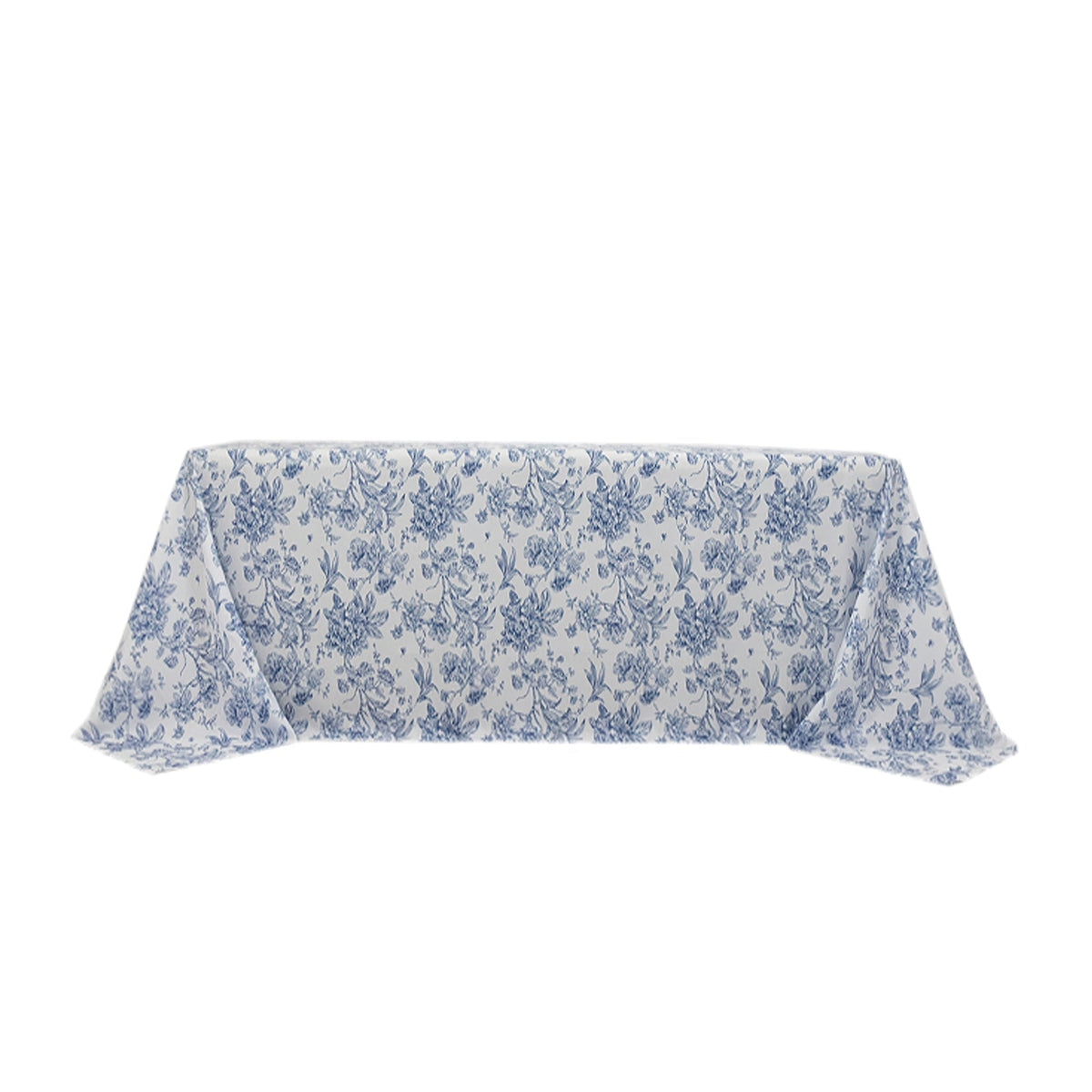 Polyester 90x132 Inch Rectangle Tablecloth Blue French Toile
