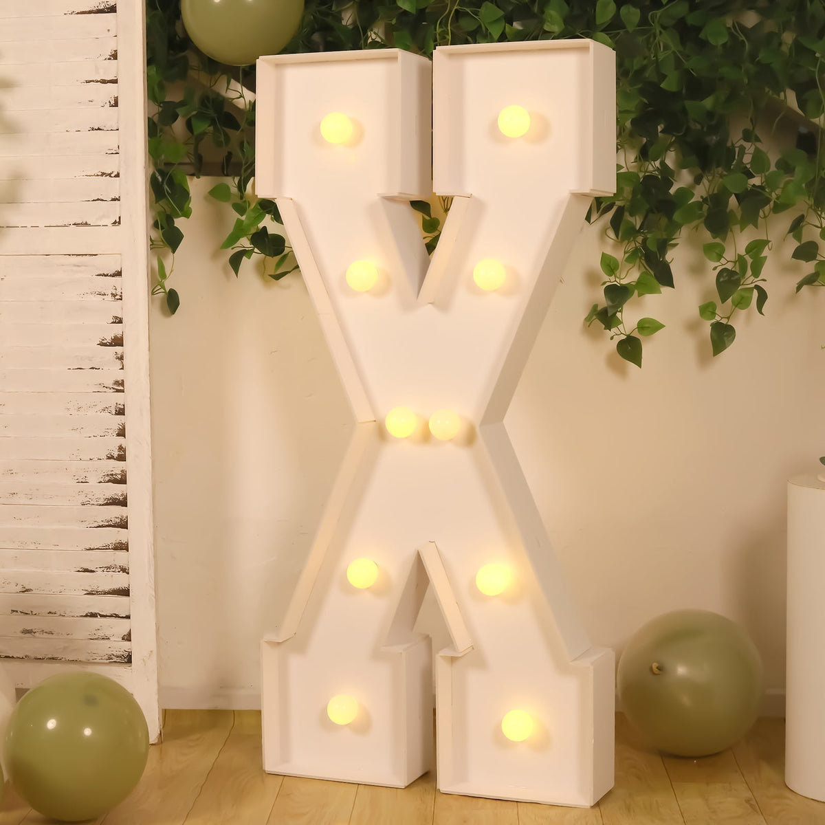 4ft Giant LED Marquee Light up Letter X Foam Board White