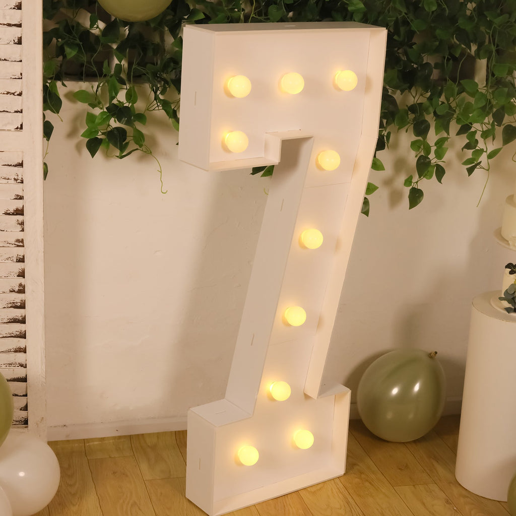 4ft Giant LED Marquee Light Up Number 7 Foam Board White