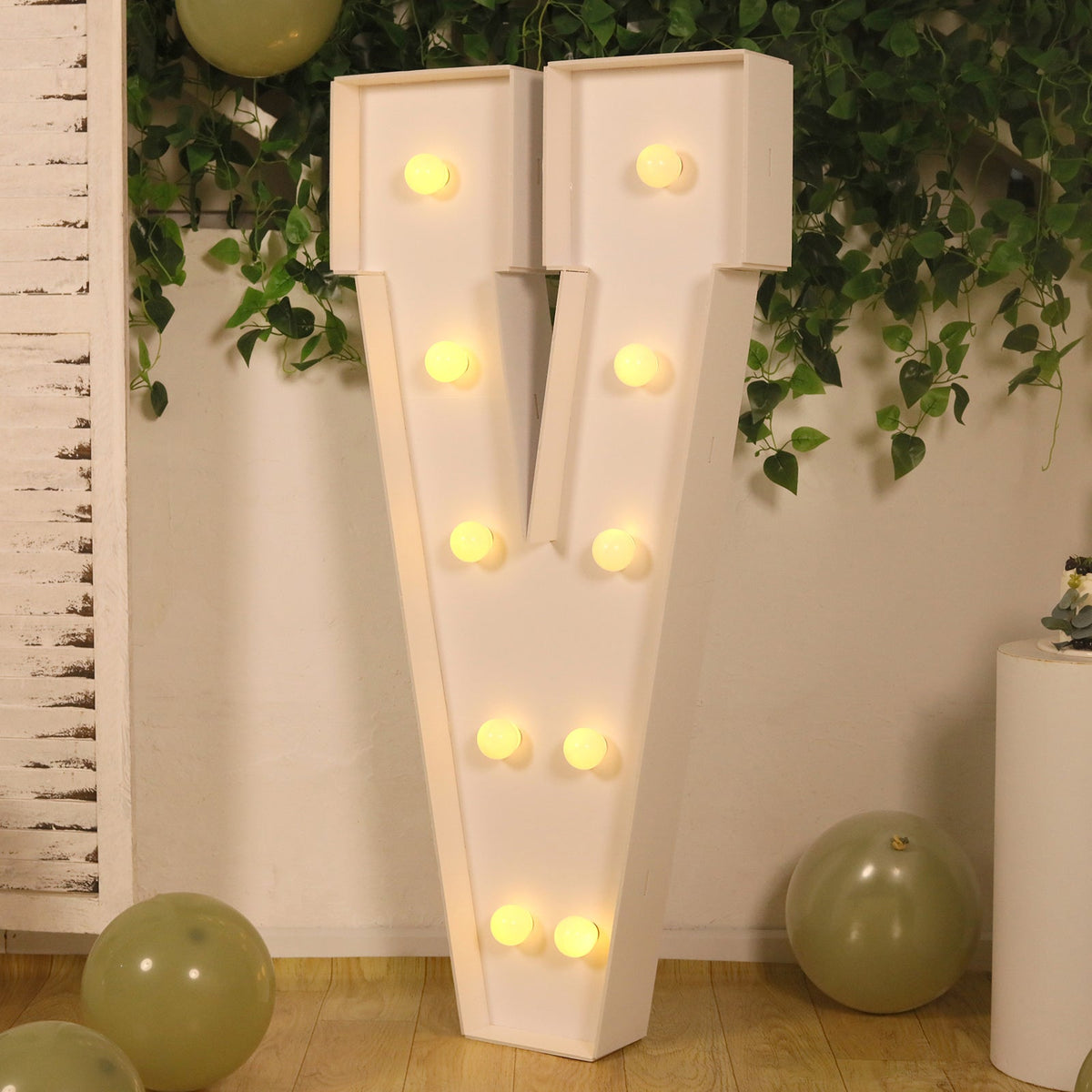 4ft Giant LED Marquee Light up Letter V White