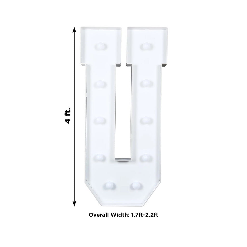 Giant 4ft LED Marquee Light Up Letter U White