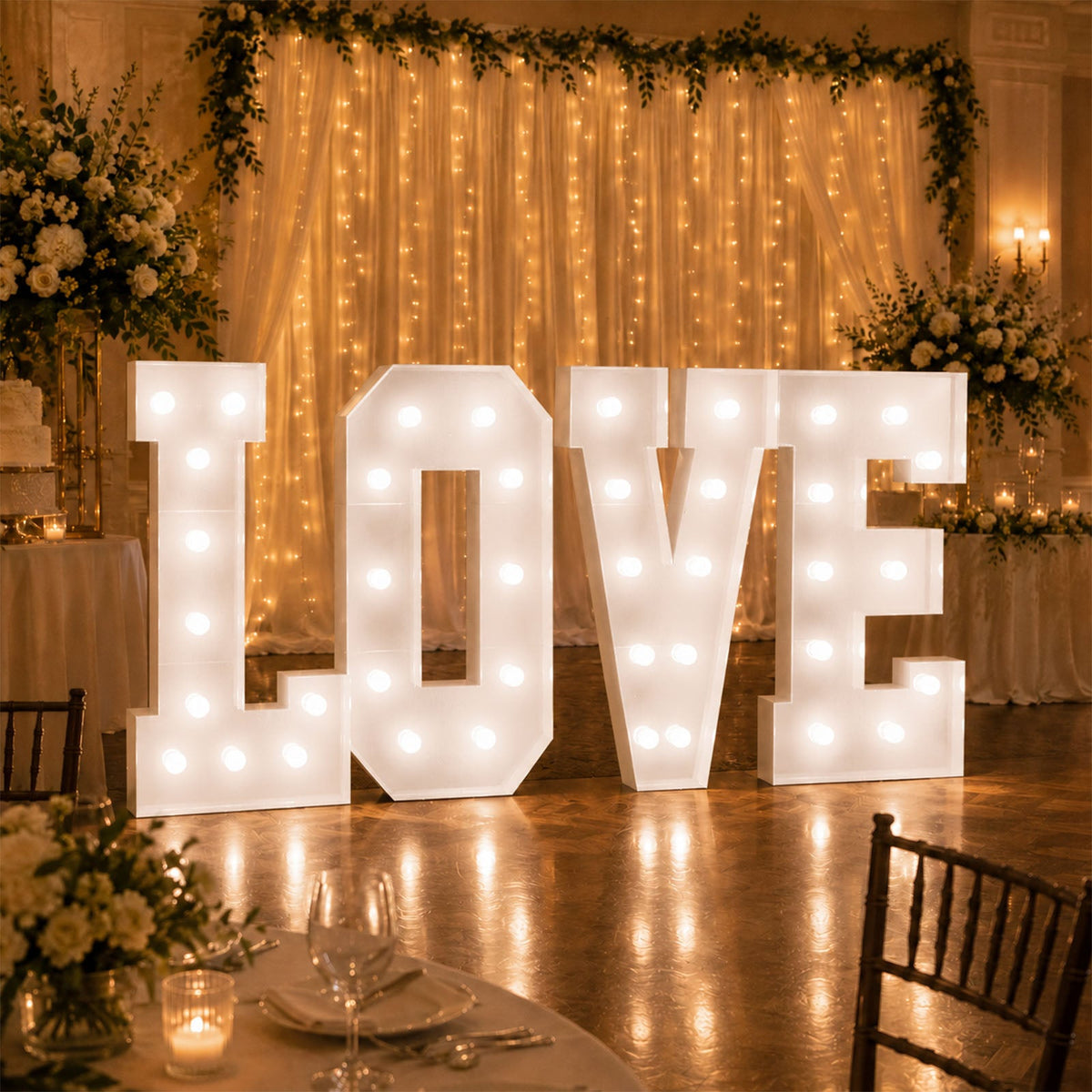 4ft Giant LED Marquee Light Up Letters LOVE Pre-Cut Foam Board White