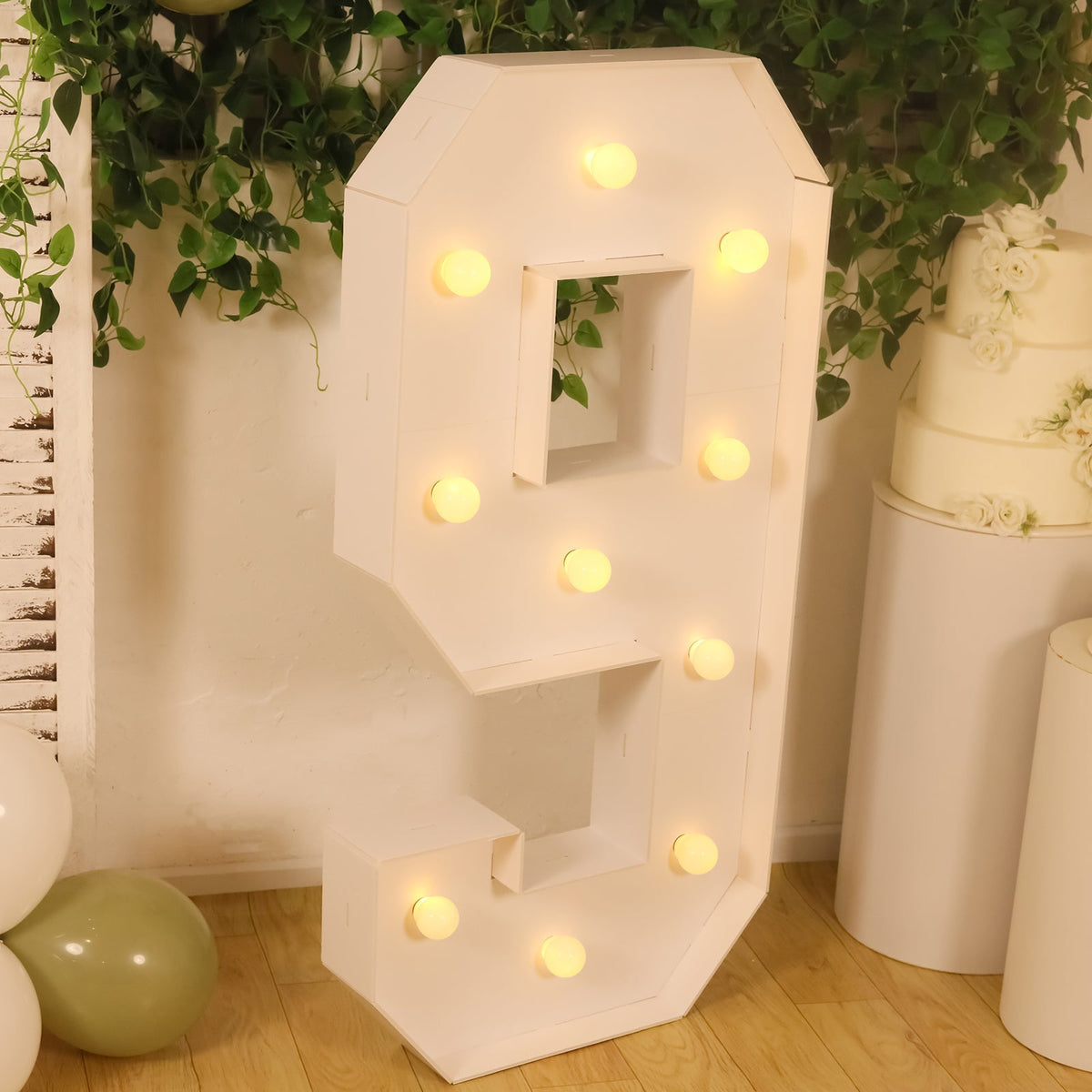 Giant 4ft LED Marquee Light Up Number 9 White Foam Board