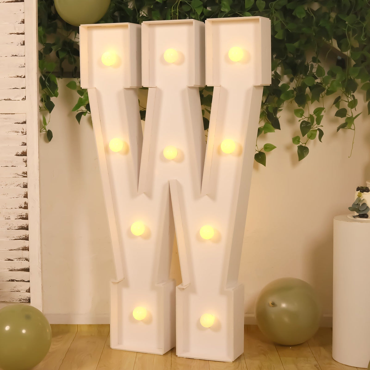 4ft Pre-Cut Foam Board Giant LED Marquee Light Letter W White