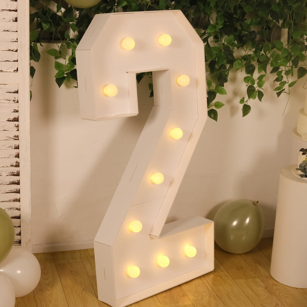 Giant 4ft LED Marquee Light Up Number 2 White Foam Board