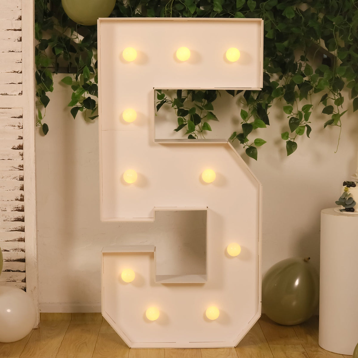 Giant 4ft Marquee Light Up Number 5 White