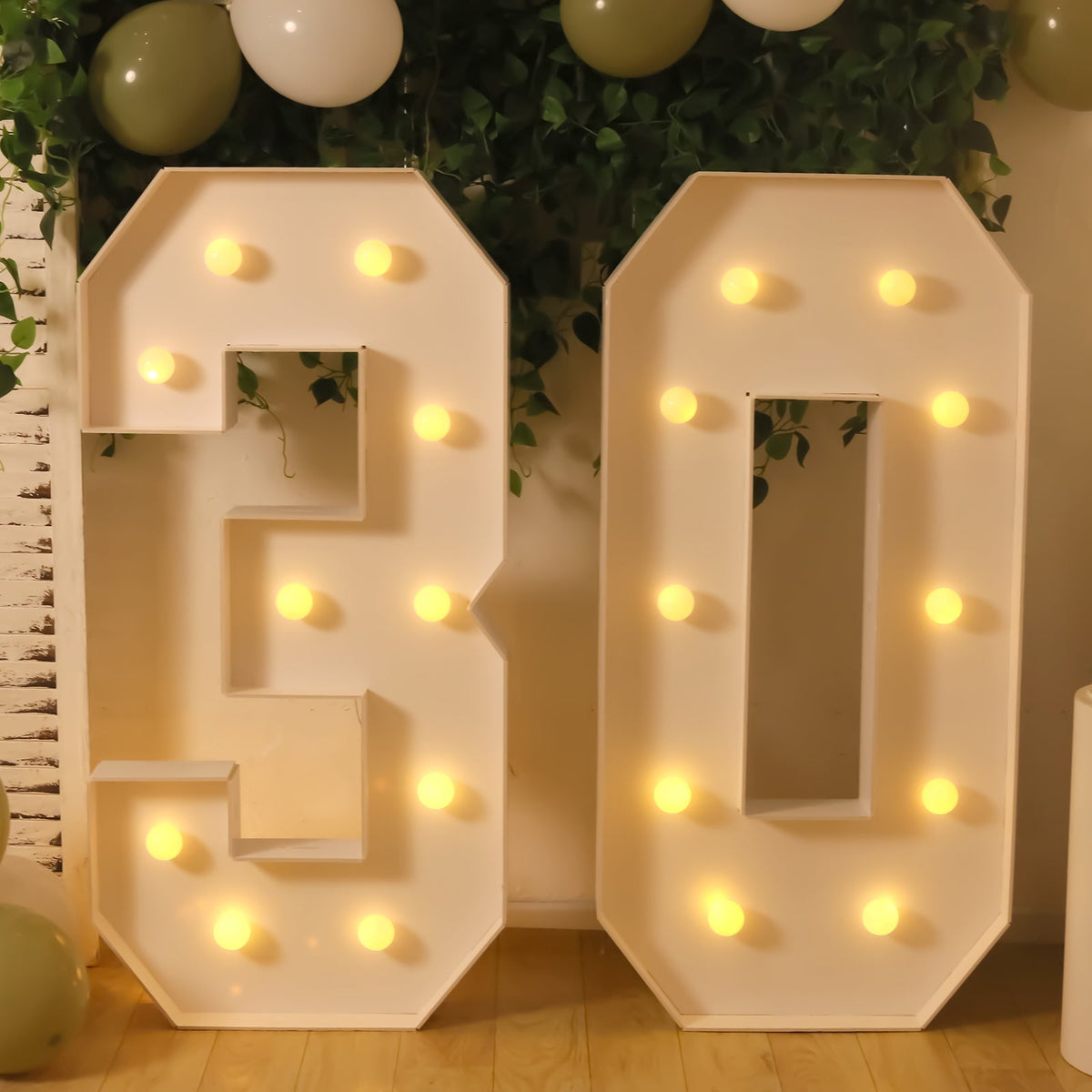Giant 4ft LED Marquee Light Up Number 3 White Foam Board