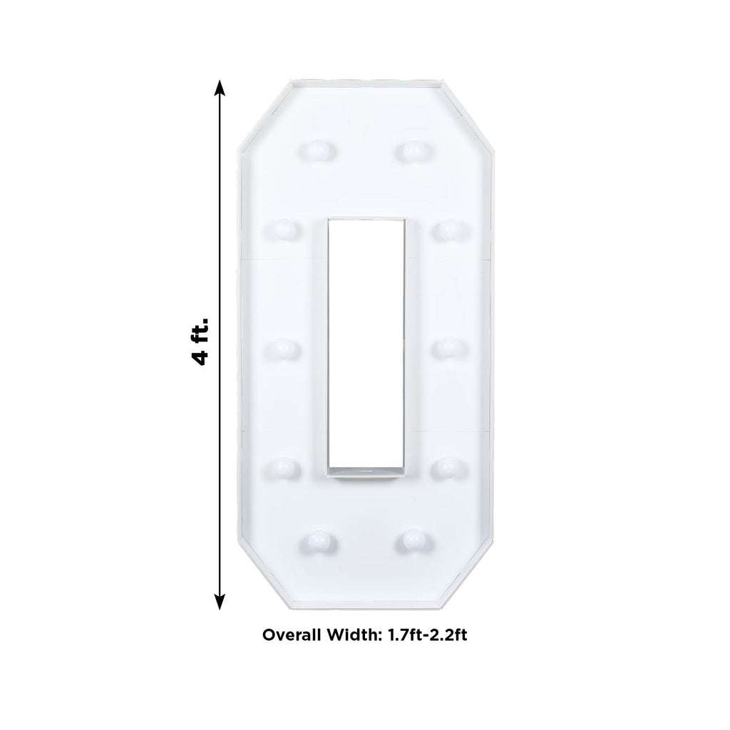 4ft Giant LED Marquee Light Up Number 0 Foam Board White