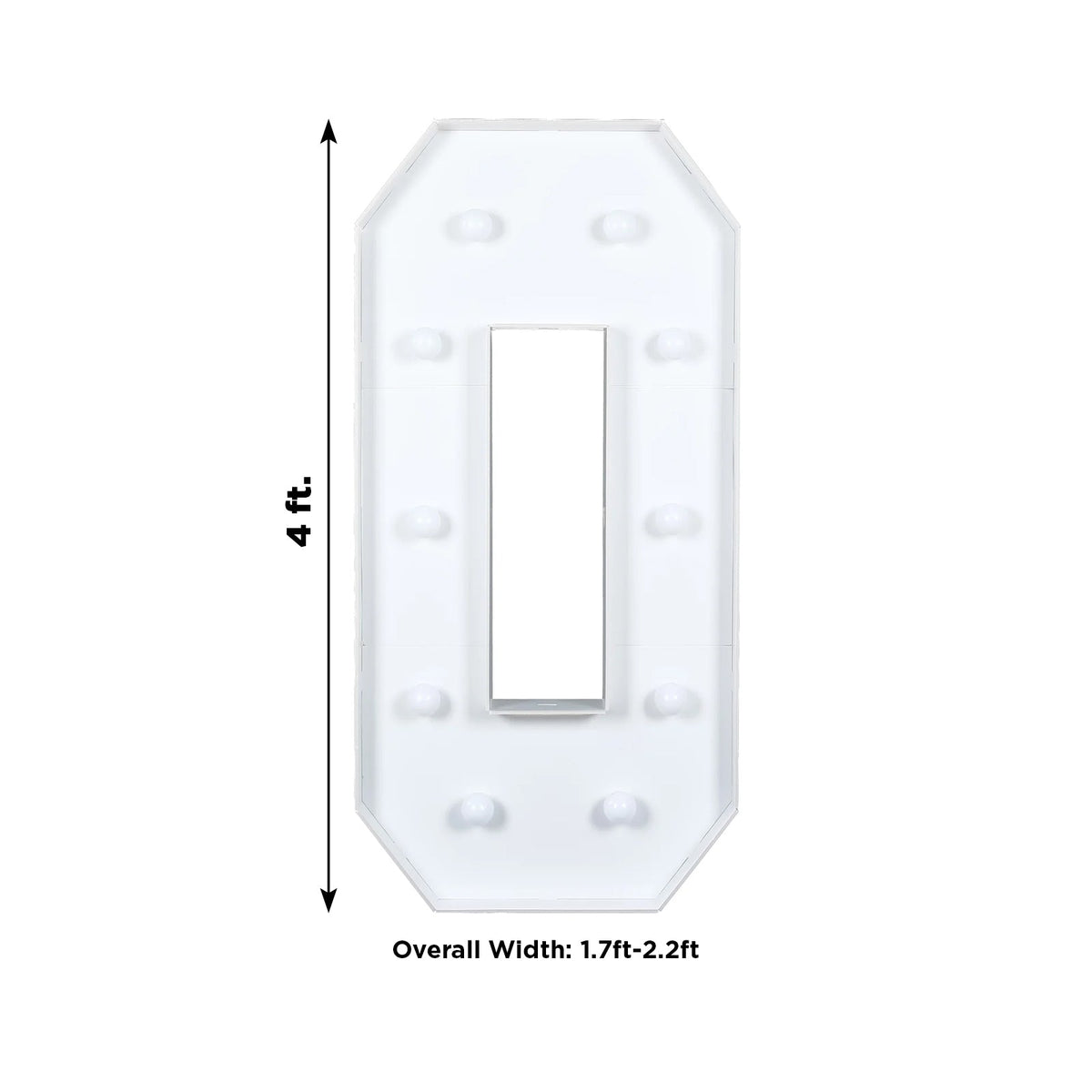 4ft Giant LED Marquee Light Up Number 0 Foam Board White