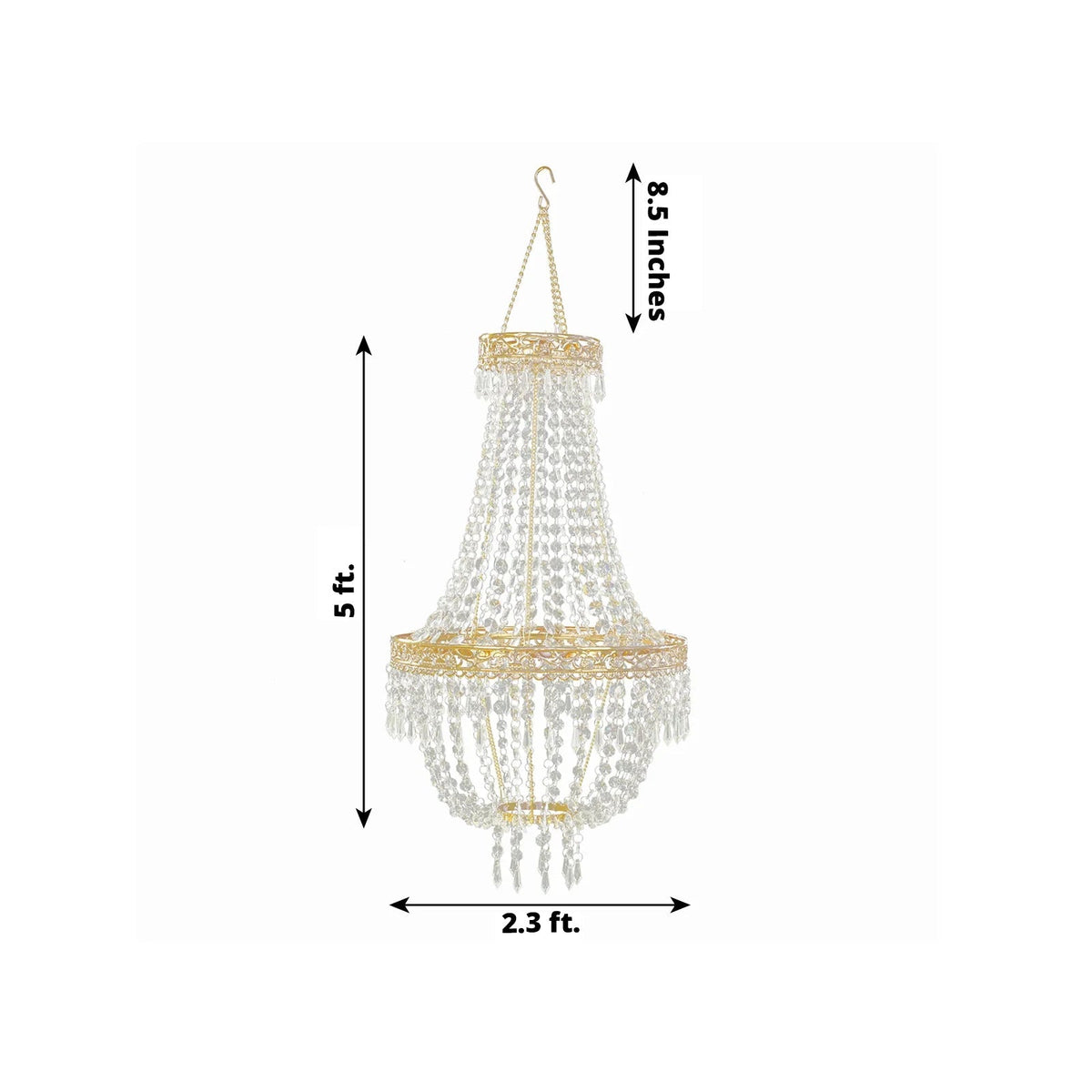 5ft Empire Style Beaded Crystal Chandelier Gold