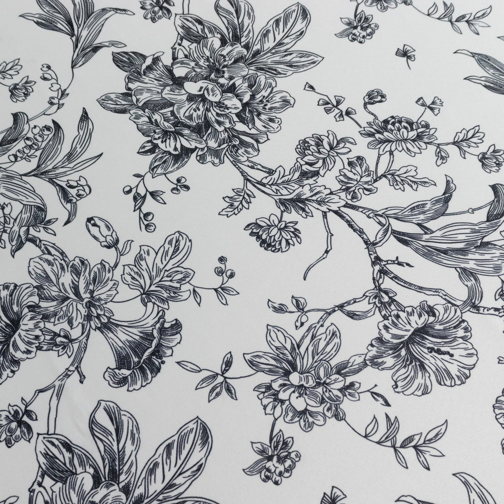 90x132in Rectangular Oblong Polyester Tablecloth French Toile White Black