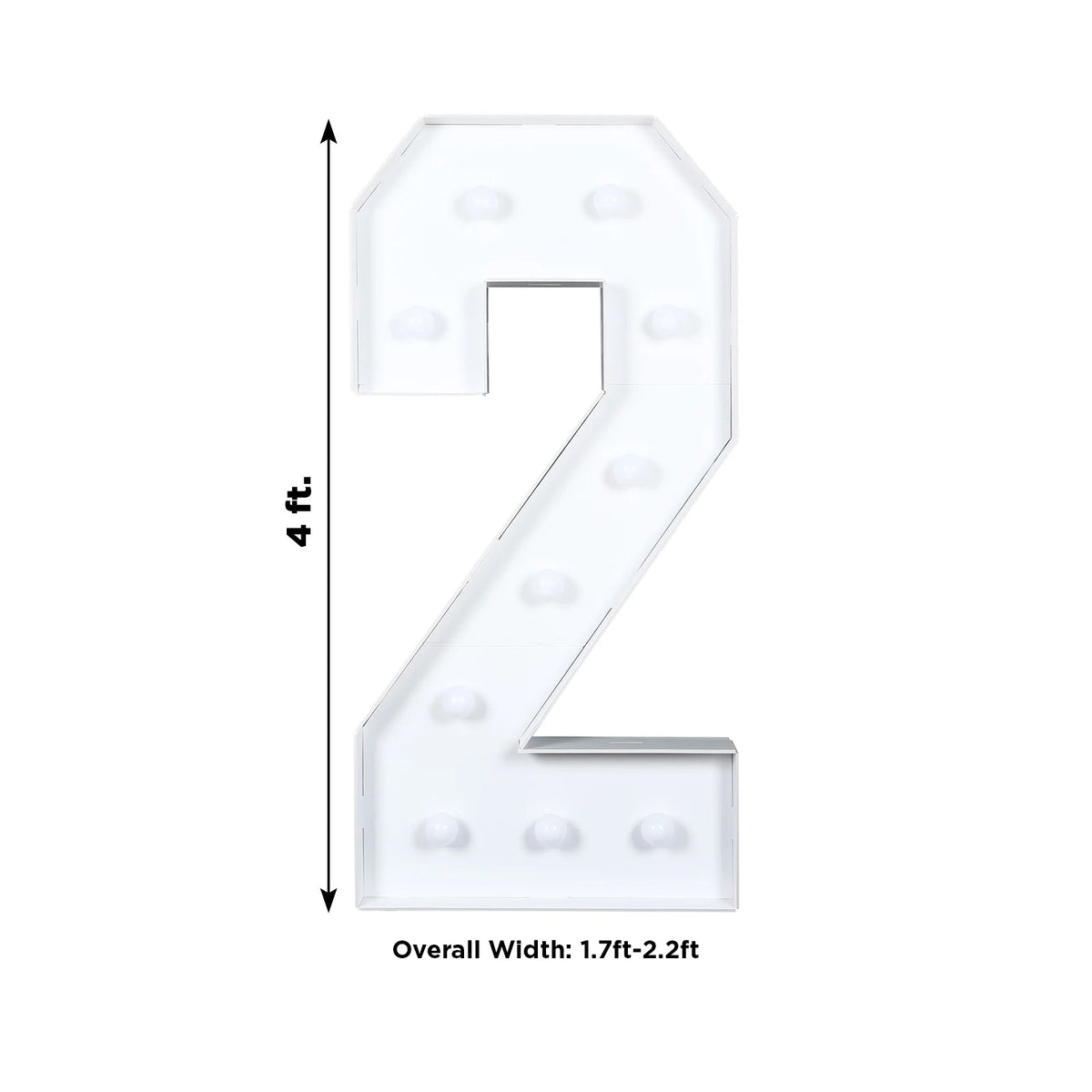 Giant 4ft LED Marquee Light Up Number 2 White Foam Board