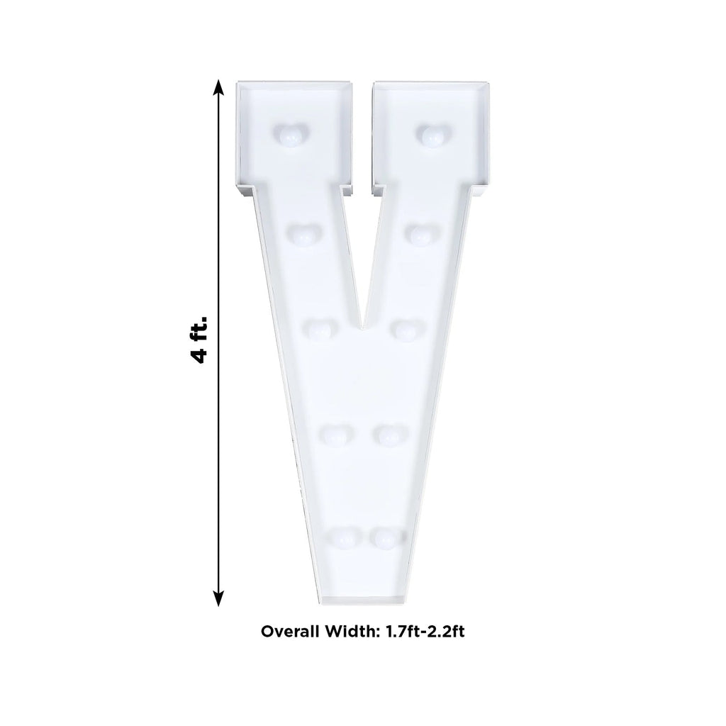 4ft Giant LED Marquee Light up Letter V White