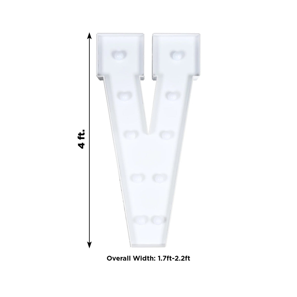 4ft Giant LED Marquee Light up Letter V White