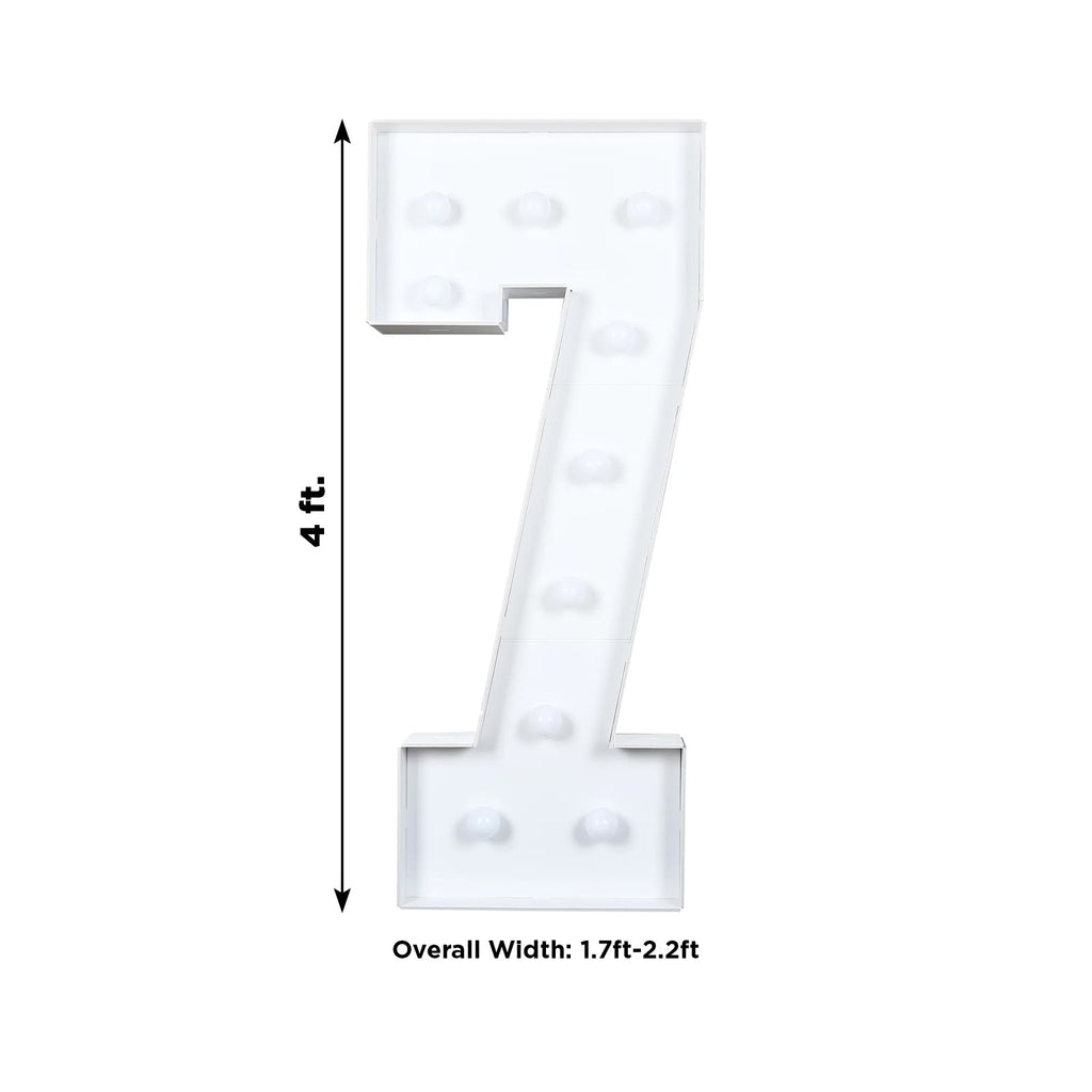 4ft Giant LED Marquee Light Up Number 7 Foam Board White