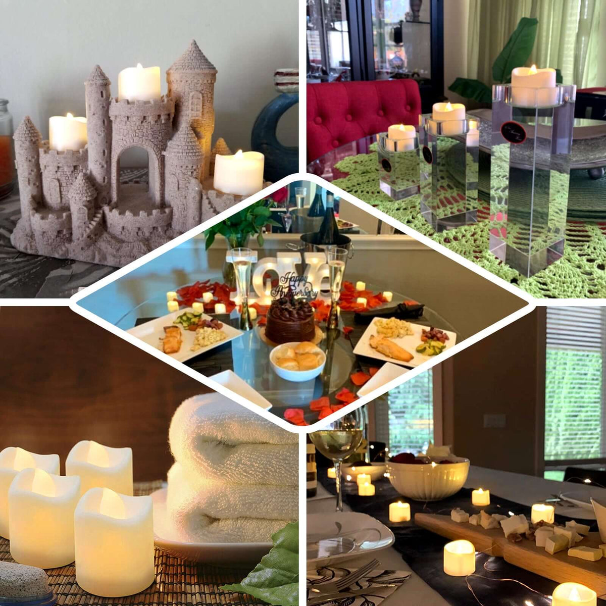 12-Pack 2x1.75in Classic LED Votive Candles White